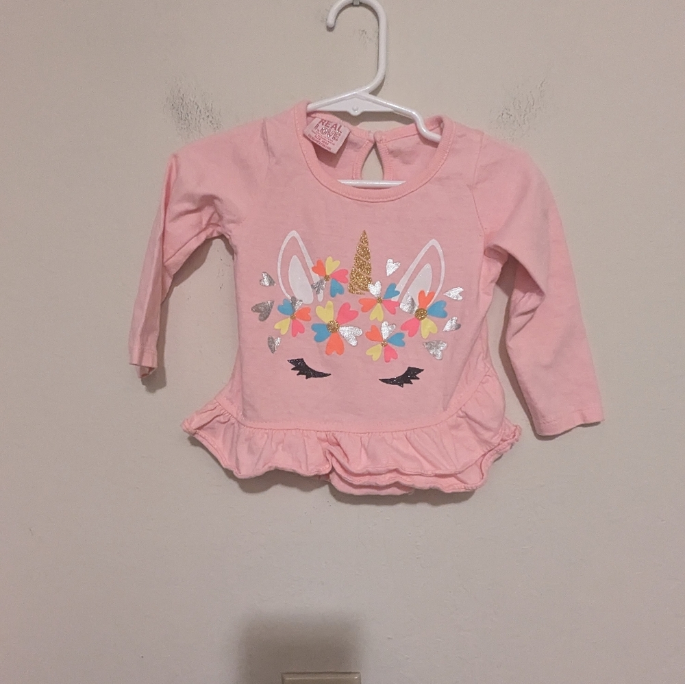 Real love pink unicorn long sleeve shirt size 18 months